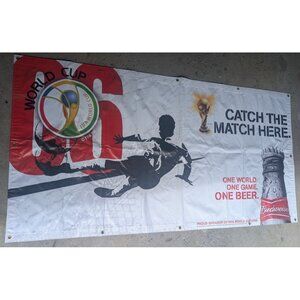 FIFA World Cup 2006 Budweiser Beer Bar Soccer Banner Catch The Match Here 94x47"